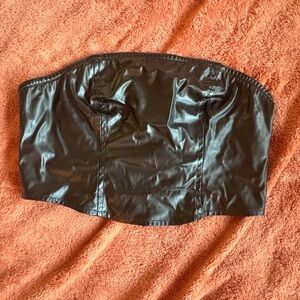 Wild Fable Black Faux Leather Crop Top